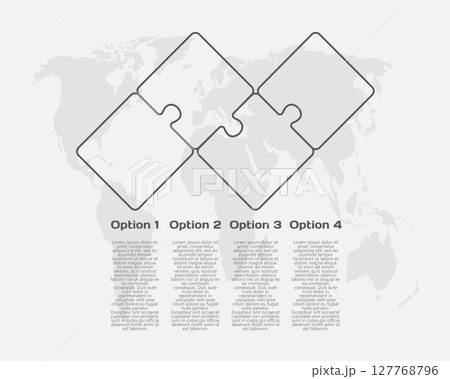 Four steps line infographic, puzzle diagram 127768796