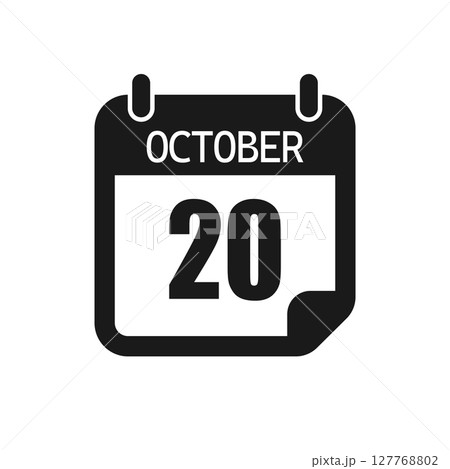 Vector icon page day calendar - 20 October month Vector icon page day calendar - 20 October month 127768802