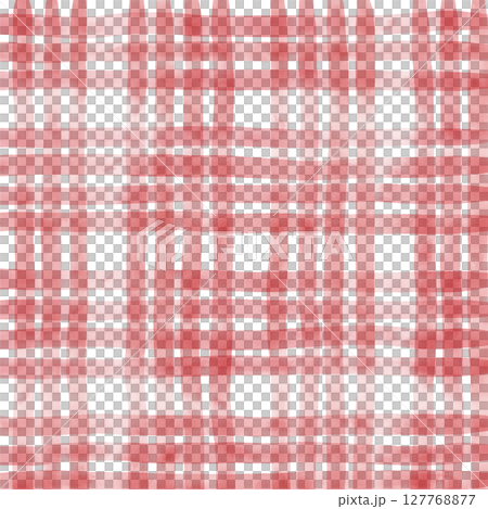 Red Plaid Gingham Check Hand Drawn Background Pattern Overlay 127768877