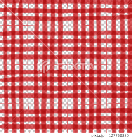 Red Plaid Gingham Check Hand Drawn Background Pattern Overlay 127768880