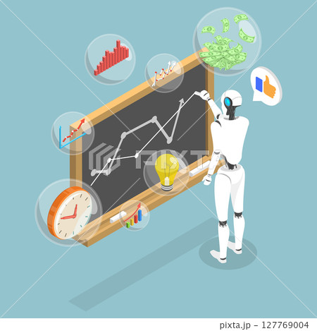 3D Isometric Flat Vector Illustration of The Age of AI, The Road To Success Through New Technology Implementation Strategies 3D Isometric Flat Vector Illustration of The Age of AI, The Road To Success Through New Technology Implementation Strategies 127769004