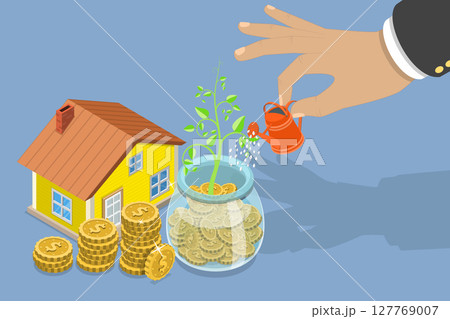 3D Isometric Flat Vector Illustration of Wealth Profit Growth, Mutual Fund or Growing Investment 127769007