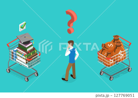 3D Isometric Flat Vector Illustration of Investment in Education, Concept Of Earning Money Through Education 3D Isometric Flat Vector Illustration of Investment in Education, Concept Of Earning Money Through Education 127769051