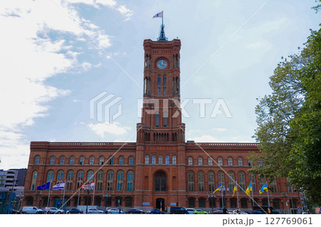 Berlin. Germany. 06.25.2025 Red Town Hall (Rotes Rathaus) in Berlin under a clou 127769061
