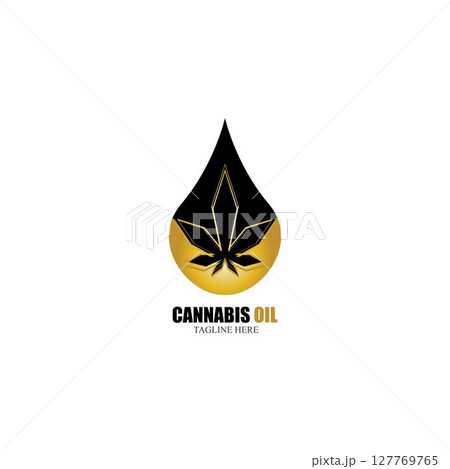cannabis oil CBD cannabidiol hemp marijuana leaf logo vector 127769765
