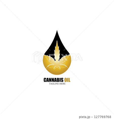 cannabis oil CBD cannabidiol hemp marijuana leaf logo vector 127769768