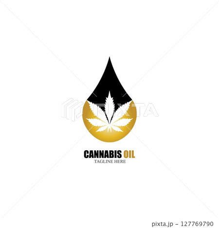 cannabis oil CBD cannabidiol hemp marijuana leaf logo vector 127769790