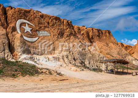 The rock formations at Canoa Quebrada Beach at Canoa Quebrada, state of Ceara, Brazil The rock formations at Canoa Quebrada Beach at Canoa Quebrada, state of Ceara, Brazil 127769918