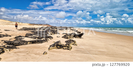 Canoa Quebrada Beach at Aracati in Ceara Brazil. Bay Coastline. Coast Travel. Vacations Landscape 127769920