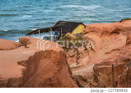 Famous barracas, bars and restaurants at Canoa Quebrada Beach, Brazil Famous barracas, bars and restaurants at Canoa Quebrada Beach, Brazil 127769926