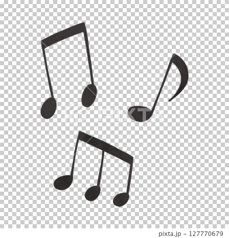 Three types of musical note arrangements: watercolor-style hand-drawn illustrations 127770679