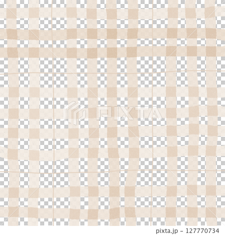 Brown Beige Plaid Tartan Gingham Check Hand Drawn Background Pattern Overlay 127770734