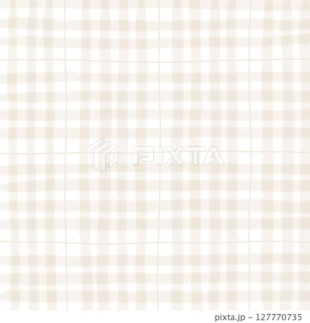 Brown Beige Plaid Tartan Gingham Check Hand Drawn Background Pattern Overlay 127770735