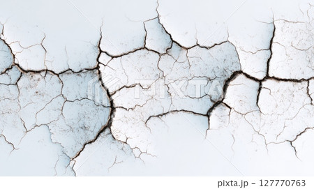 Cracked earth texture with contrasting browns and whites. Neural network AI generated 127770763