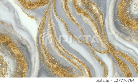 Elegant marble texture with gold accents. Neural network AI generated 127770764