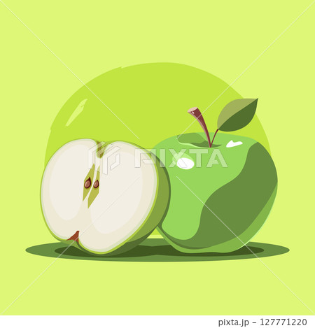 juicy green apples. Vector fruit illustration in flat style. Summer clipart for diet design 127771220