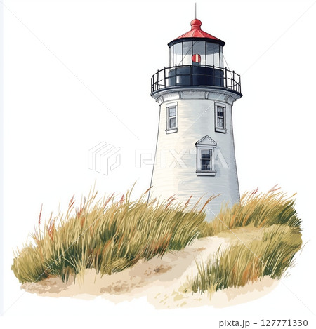 Cape Cod National Seashore. Cape Cod National Seashore hand drawn watercolor illustration Cape Cod National Seashore. Cape Cod National Seashore hand drawn watercolor illustration 127771330