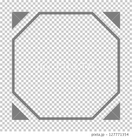 グレーフレーム付き八角形・透過背景素材 グレーフレーム付き八角形・透過背景素材 127771354