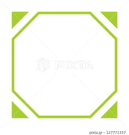 黄緑フレーム付き八角形・透過背景素材 黄緑フレーム付き八角形・透過背景素材 127771357