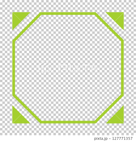 黄緑フレーム付き八角形・透過背景素材 黄緑フレーム付き八角形・透過背景素材 127771357