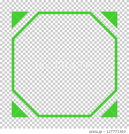 緑フレーム付き八角形・透過背景素材 緑フレーム付き八角形・透過背景素材 127771363