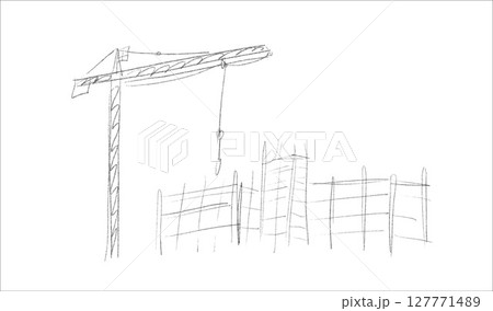 Building crane sketch 127771489