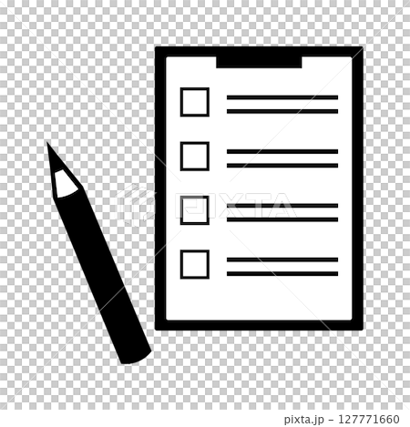 問診表と鉛筆のモノクロアイコンイラスト 問診表と鉛筆のモノクロアイコンイラスト 127771660