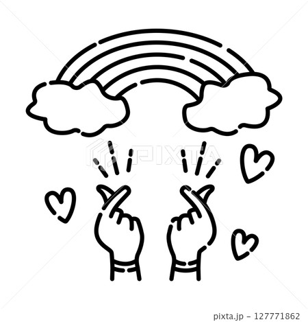 Lgbt love, magic and miracles, fulfillment of desires, dreams and wishes, vector black line illustration Lgbt love, magic and miracles, fulfillment of desires, dreams and wishes, vector black line illustration 127771862