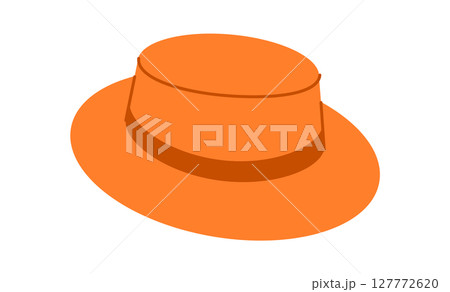 Boater Hat Canotier. Bolero Sombrero Head Fashion accessory cap clothing technical illustration. Vector headgear 127772620