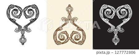 Retro vintage hand drawing collection of design elements vector Retro vintage hand drawing collection of design elements vector 127772806