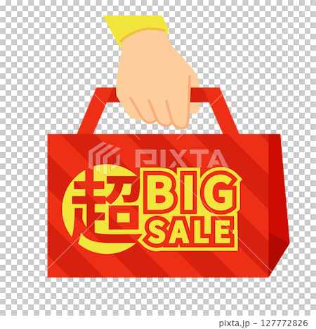 超BIG SALE赤い立体ショッピングバッグのベクター素材・セール・販促・広告ポップ 超BIG SALE赤い立体ショッピングバッグのベクター素材・セール・販促・広告ポップ 127772826