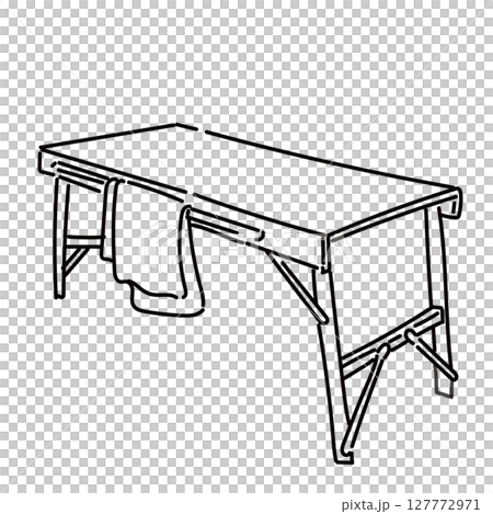 アウトドアバーベキュー用のテーブルの線画イラスト 127772971