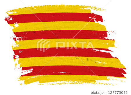 Catalonia flag background paint splash brushstroke 127773053