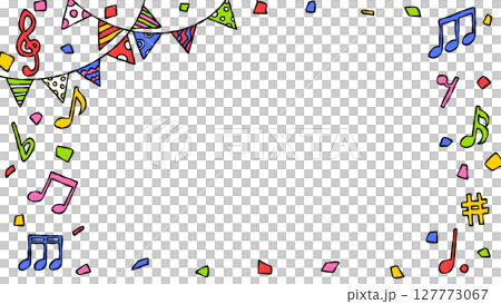 Hand drawn decoration frames, backgrounds, confetti, garlands, music notes Hand drawn decoration frames, backgrounds, confetti, garlands, music notes 127773067