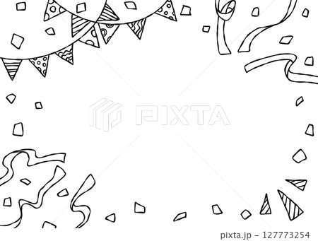 手書きのデコレーションフレーム、線画 127773254