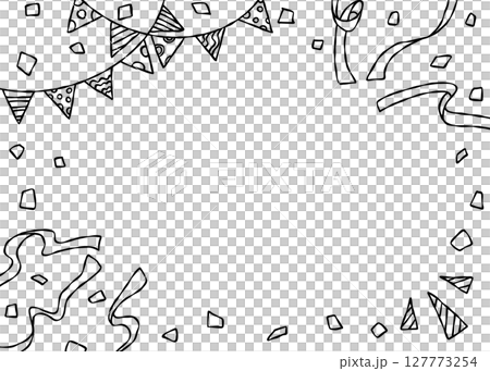 手書きのデコレーションフレーム、線画 127773254
