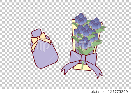 一束龍膽花和敬老日禮物的插圖 127773299
