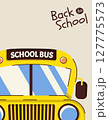 Colorful back to school horizontal poster with school bus and text. Template for education themed designs, cards and banners. Flat vector illustration 127775573