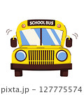 Funny school bus. Back to school, education concept. Flat vector illustration isolated on white background 127775574