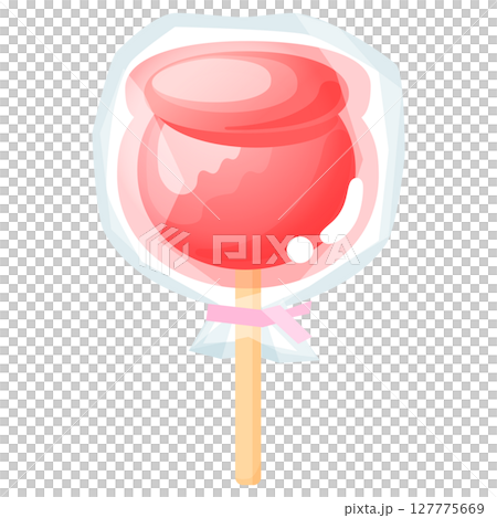 袋に入ったりんご飴のイラスト 127775669