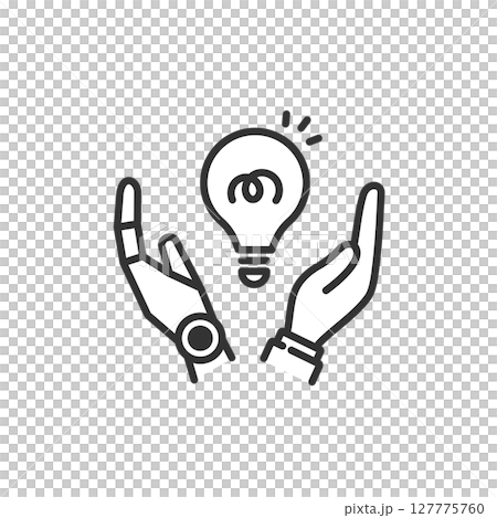 Vector icon of generative AI and humans working together to generate ideas (co-creation, ideas, future) 127775760