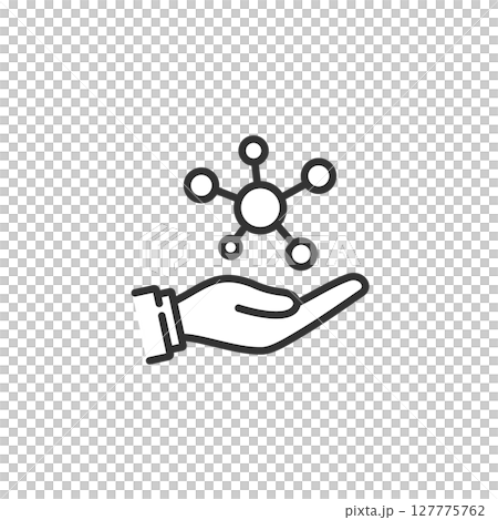 手のひらに乗せたネットワークのベクターアイコン (線画・モノクロ) 手のひらに乗せたネットワークのベクターアイコン (線画・モノクロ) 127775762