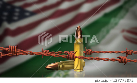 The American and Iran flag for war crisis concept 3d Rendering. 127775873