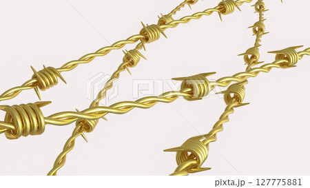 The Gold barbed wire for war concept 3d Rendering. The Gold barbed wire for war concept 3d Rendering. 127775881