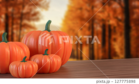 The Pumpkin for food or Holiday concept 3d Rendering. 127775898