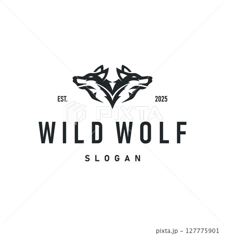 black silhouette design logo wolf wild animal simple illustration template 127775901