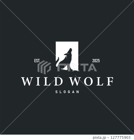 black silhouette design logo wolf wild animal simple illustration template 127775903