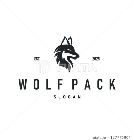 black silhouette design logo wolf wild animal simple illustration template 127775904