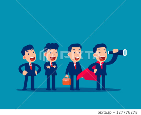 Leadership. Business team leader looking in the future with employees following Leadership. Business team leader looking in the future with employees following 127776278