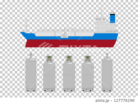 LPG tanker ship and propane gas cylinder 127776290
